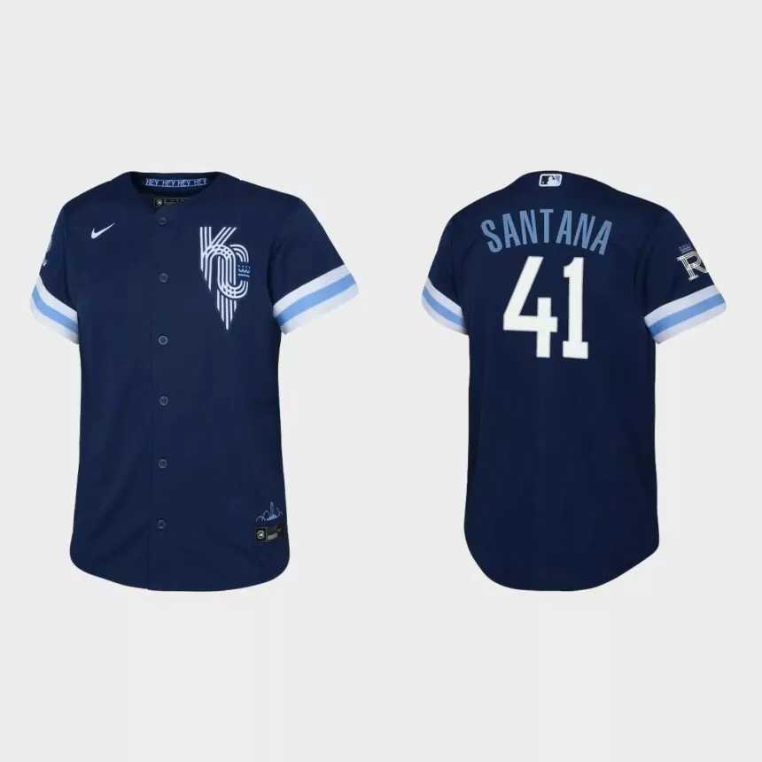Youth Kansas City Royals Carlos Santana Navy 2022 City Connect Replica Jersey