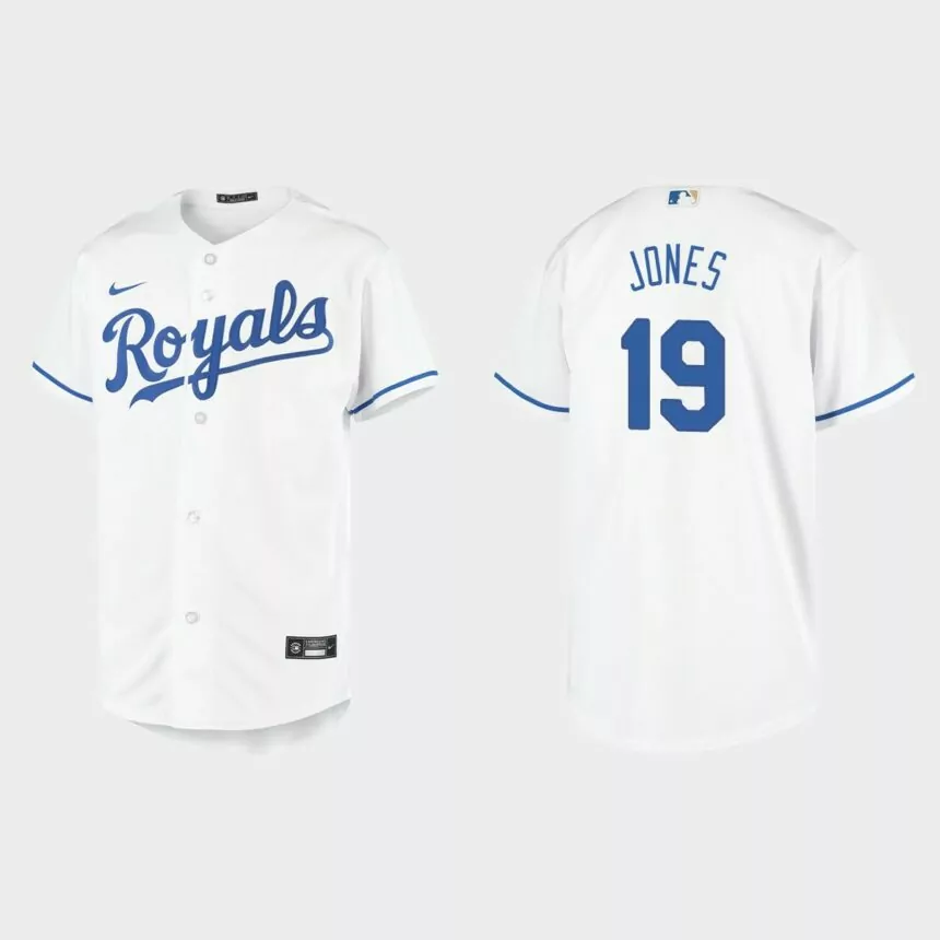Youth Kansas City Royals JaCoby Jones White Replica Home Jersey