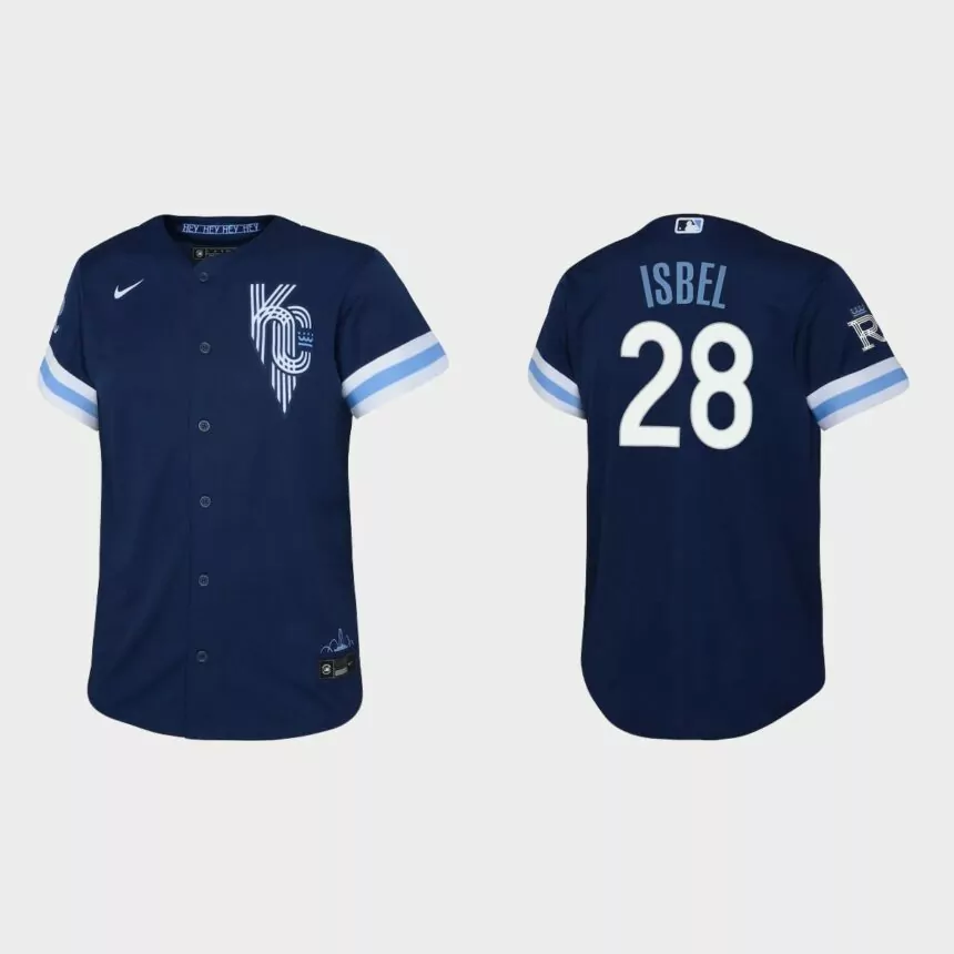 Youth Kansas City Royals Kyle Isbel Navy 2022 City Connect Replica Jersey