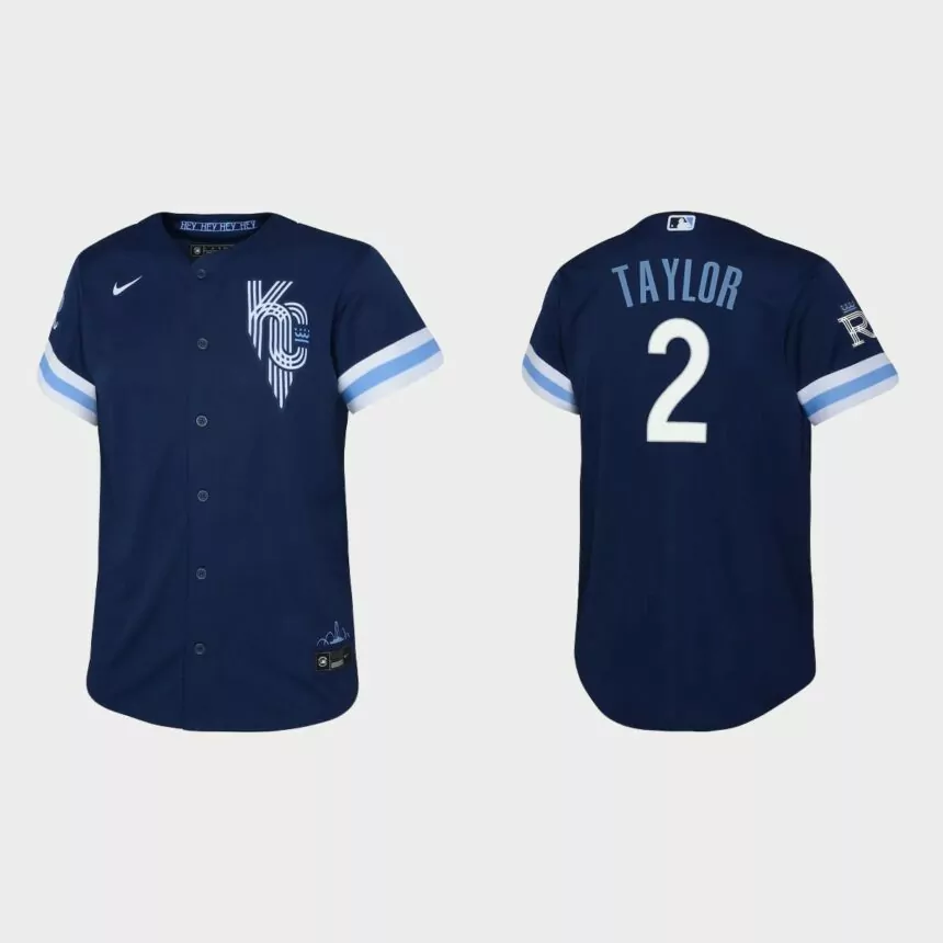Youth Kansas City Royals Michael A. Taylor Navy 2022 City Connect Replica Jersey