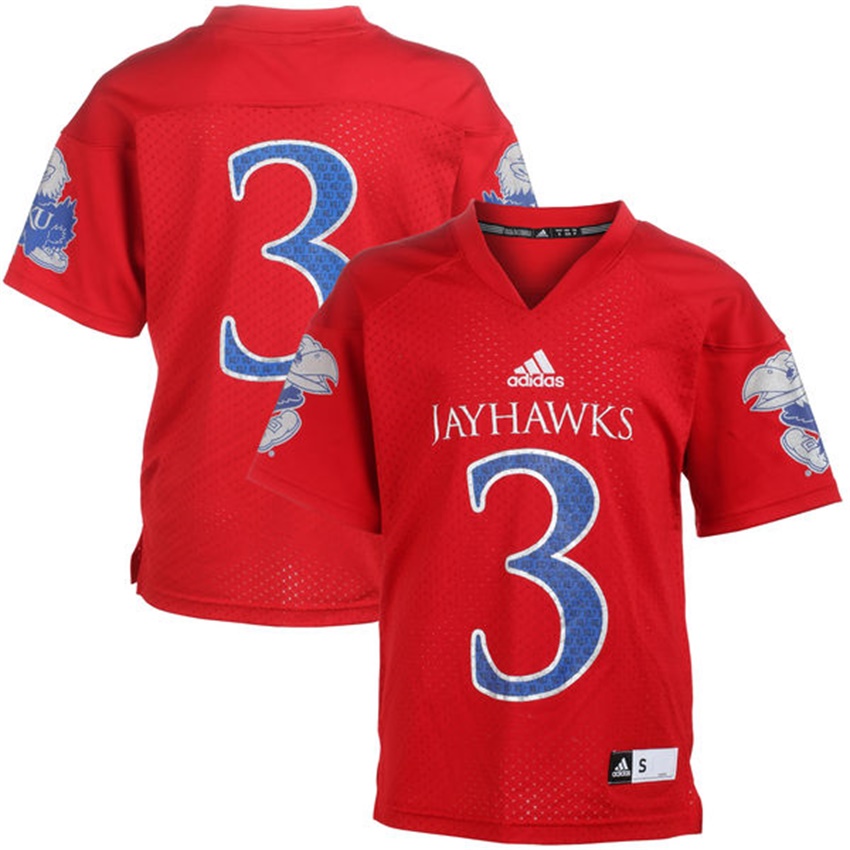 Youth Kansas Jayhawks #3 Red College Football Jersey