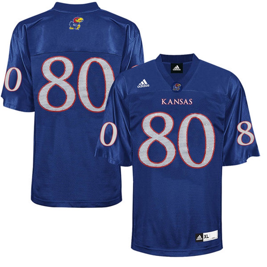 Youth Kansas Jayhawks #80 Royal Blue College Football Jersey