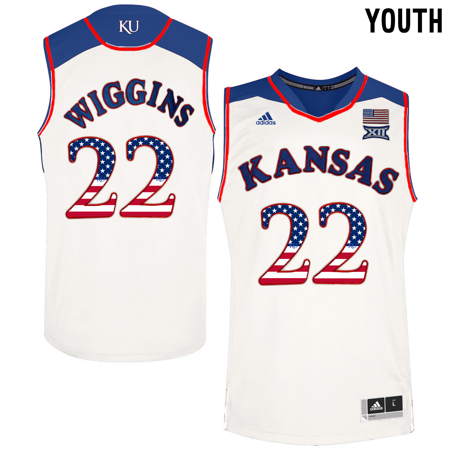 Youth Kansas Jayhawks White Andrew Wiggins College Basketball Jersey