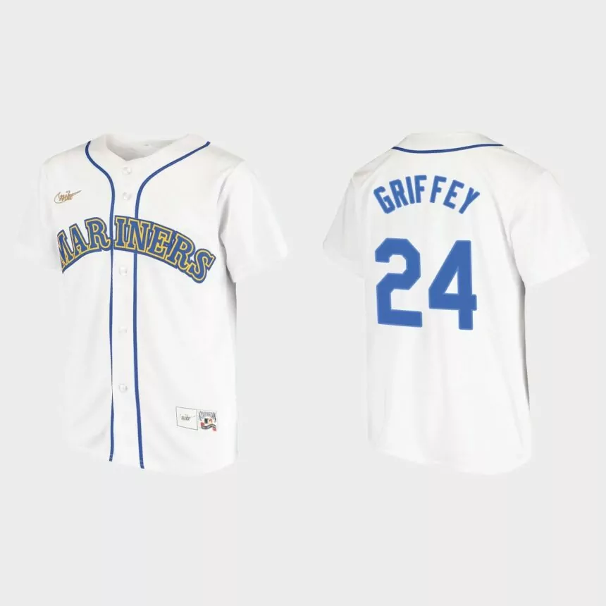 Youth Ken Griffey Jr. Seattle Mariners Home Cooperstown Collection Jersey – White