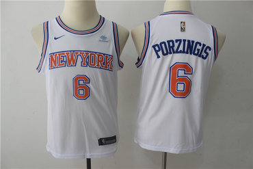 Youth Knicks 6 Kristaps Porzingis White Youth Nike Swingman Jersey