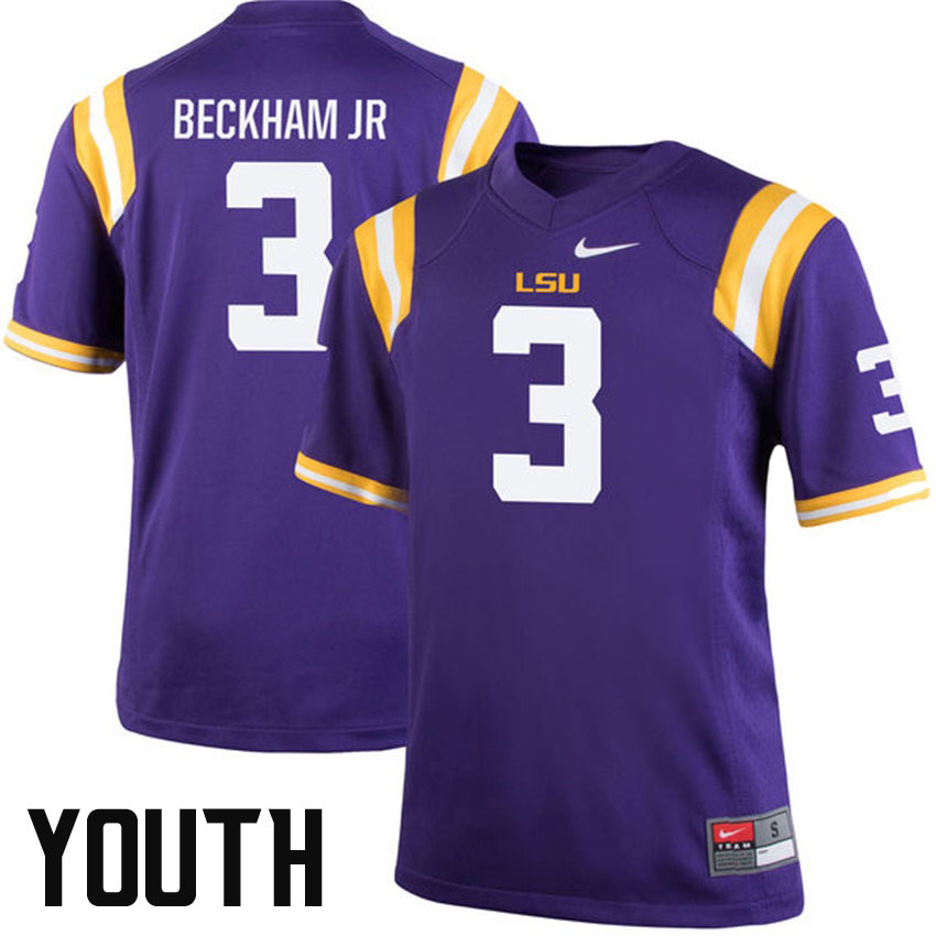 Youth LSU Tigers #3 Odell Beckham Jr Purple College Football Jersey