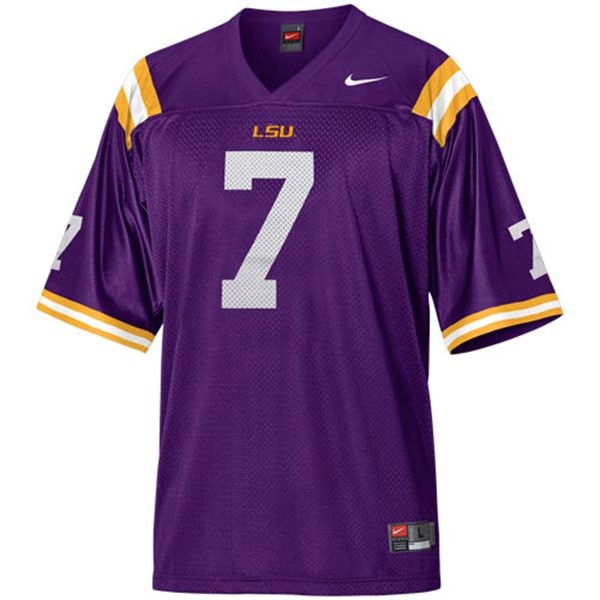 Youth LSU Tigers #7 Tyrann Mathieu Purple Football Jersey