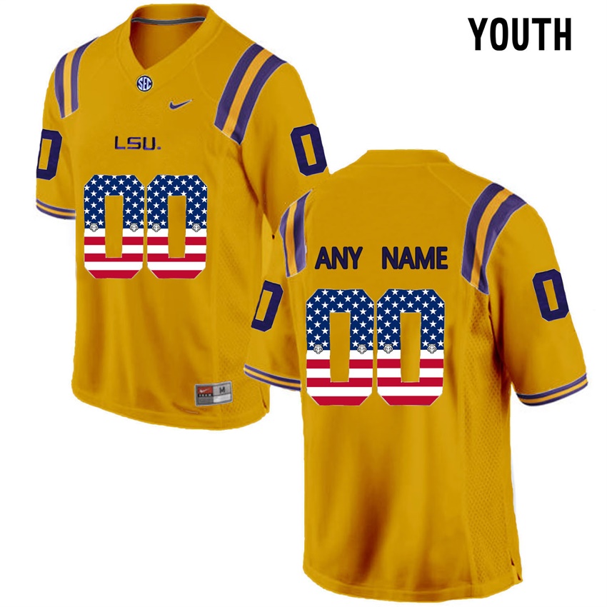 Youth LSU Tigers Gold College Football Custom Limited Jersey