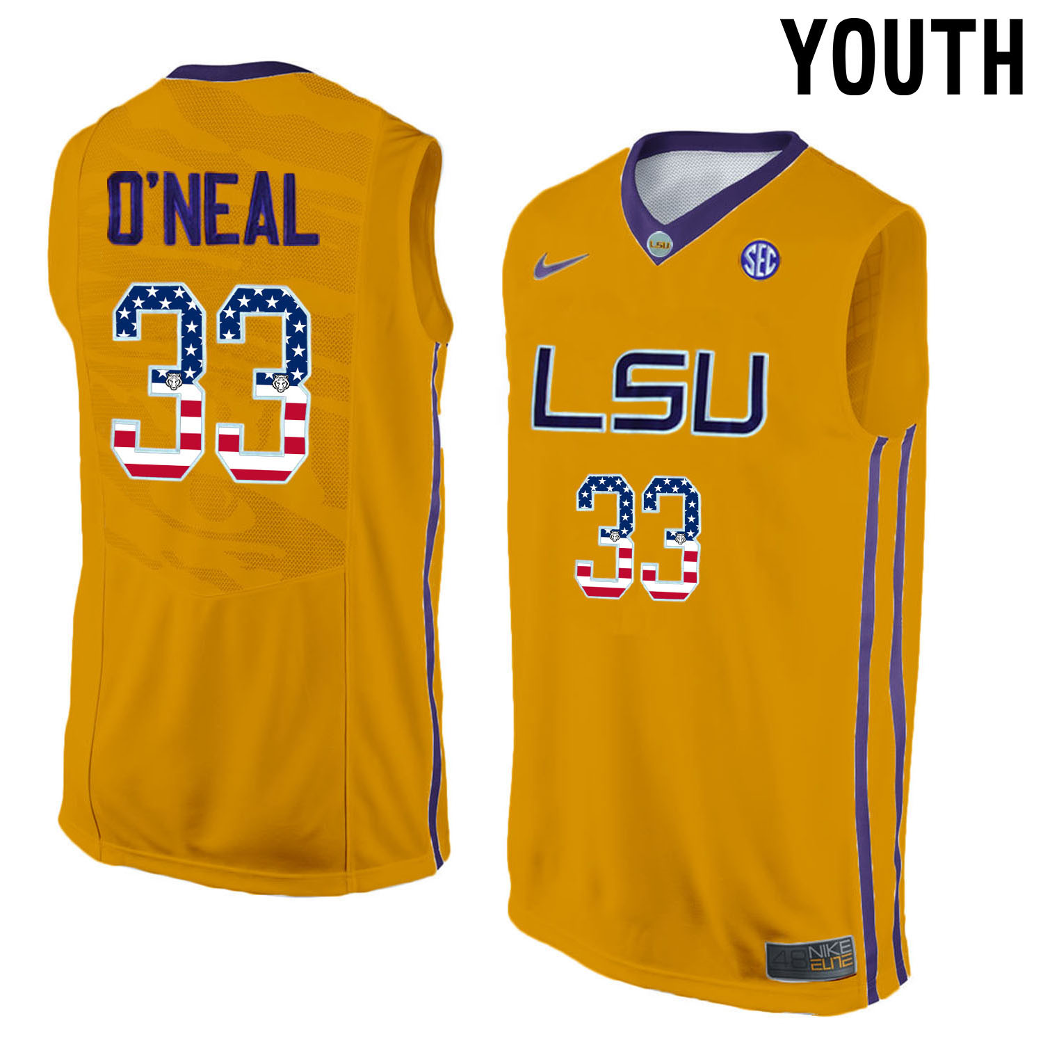 Youth LSU Tigers Gold Shaquille O'Neal College Basketball Jersey