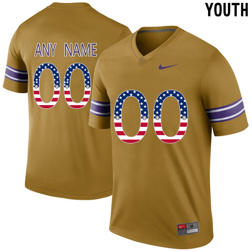Youth LSU Tigers Gridiron Gold College Football Custom Limited Jersey