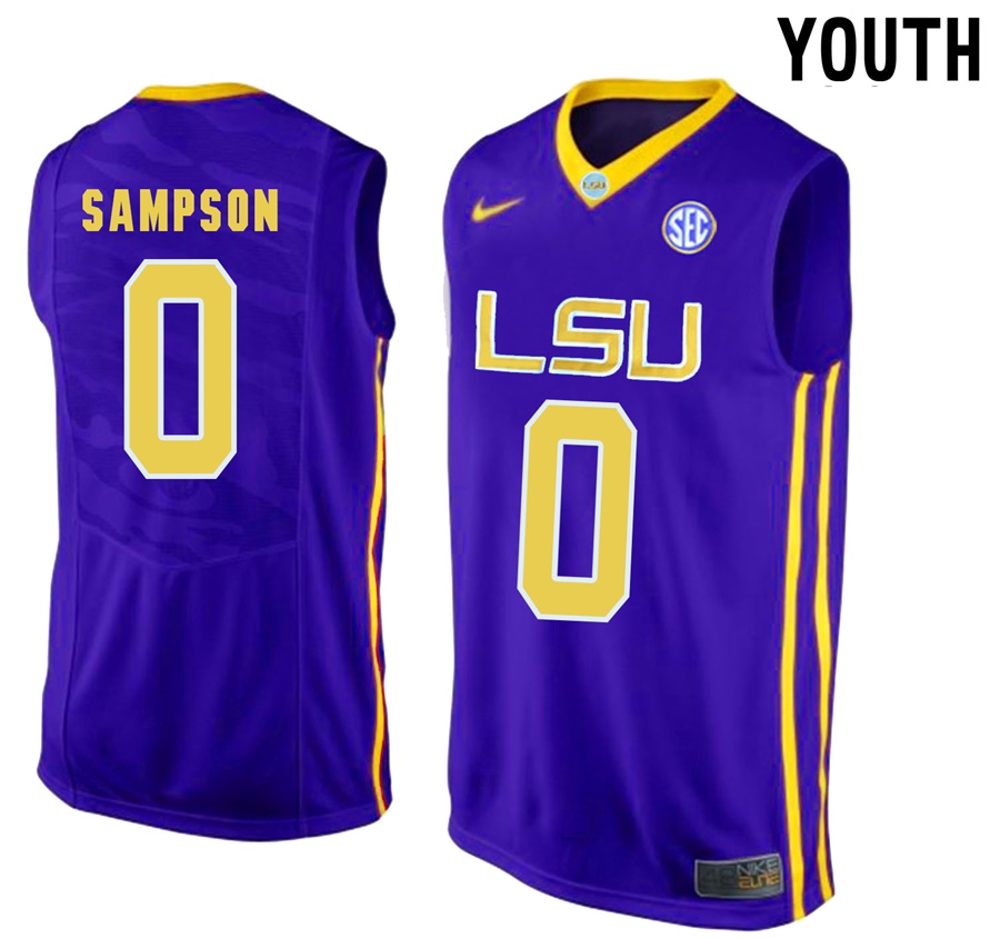 Youth LSU Tigers Purple Brandon Sampson NCAA Basketball Jersey