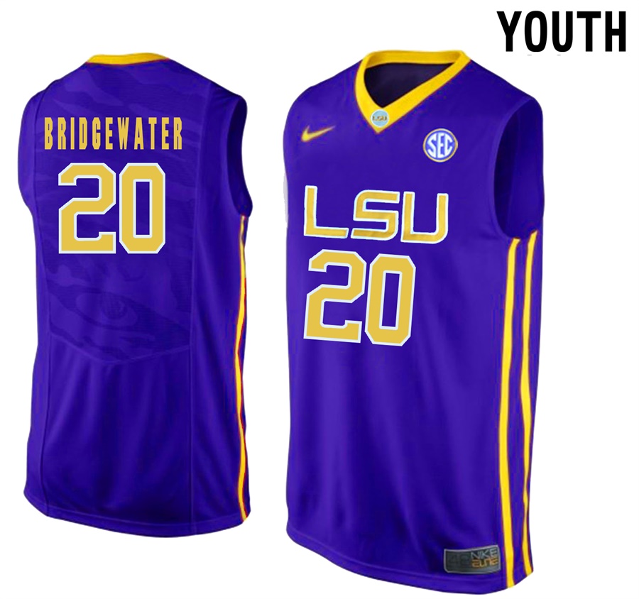 Youth LSU Tigers Purple Brian Bridgewater NCAA Basketball Jersey