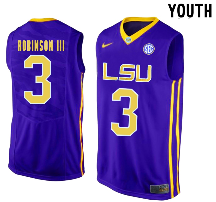 Youth LSU Tigers Purple Elbert Robinson III NCAA Basketball Jersey