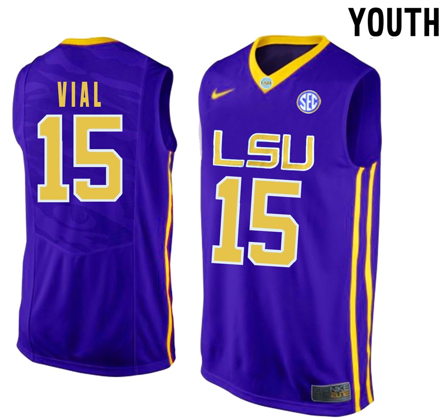 Youth LSU Tigers Purple Reed Vial NCAA Basketball Jersey