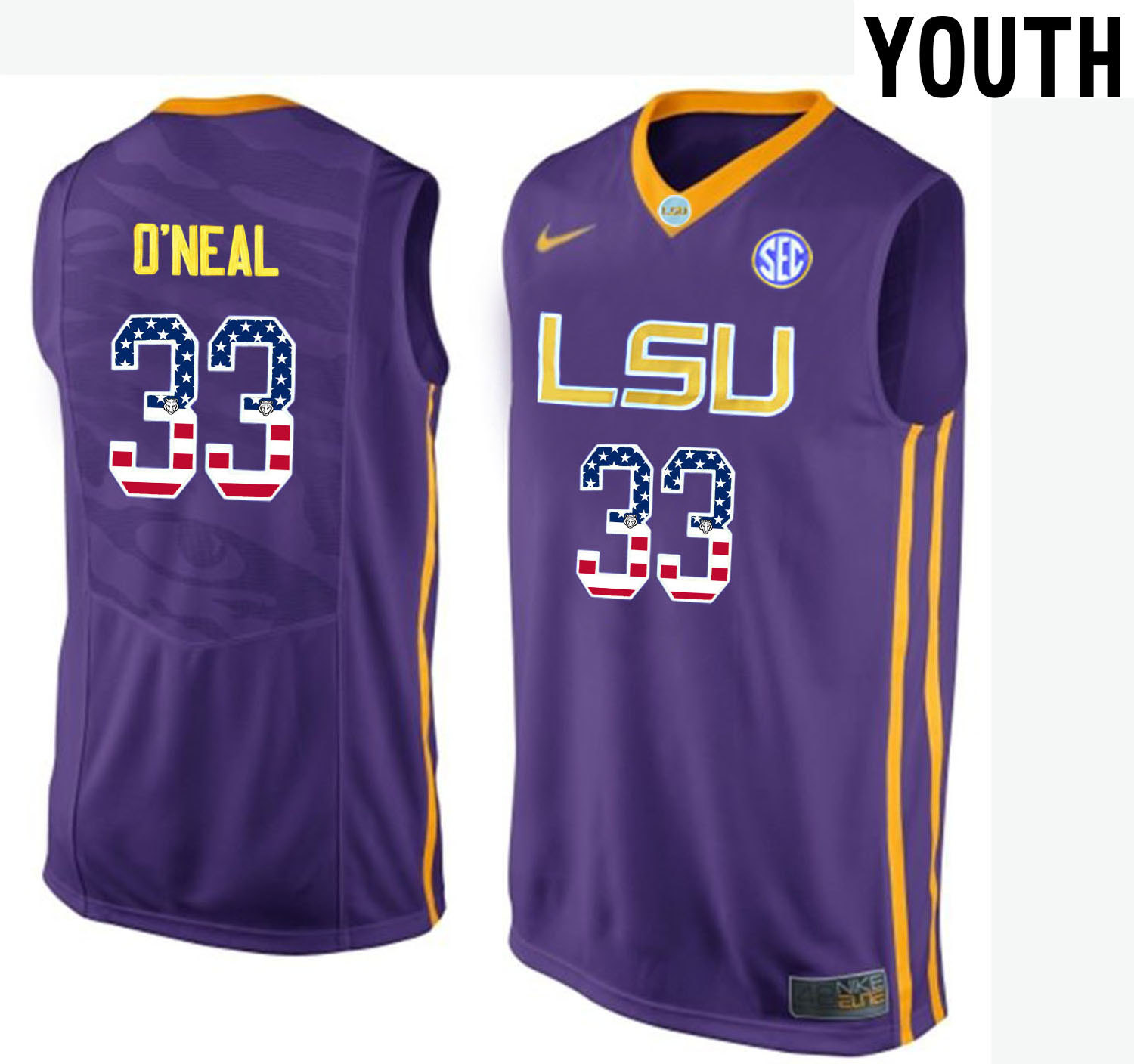 Youth LSU Tigers Purple Shaquille O'Neal College Basketball Jersey