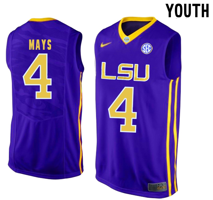 Youth LSU Tigers Purple Skylar Mays NCAA Basketball Jersey