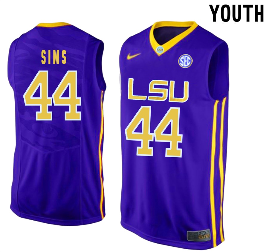 Youth LSU Tigers Purple Wayde Sims NCAA Basketball Jersey