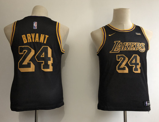 Youth Lakers 24 Kobe Bryant Black 2018-19 City Edition Youth Nike Swingman Jersey