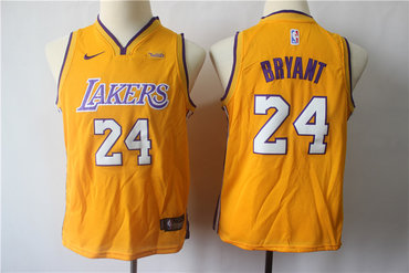 Youth Lakers 24 Kobe Bryant Gold Youth Nike Swingman Jersey