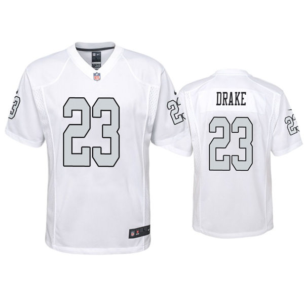 Youth Las Vegas Raiders #23 Kenyan Drake Stitched Nike White Color Rush Jersey