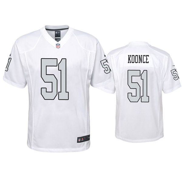 Youth Las Vegas Raiders #51 Malcolm Koonce Stitched Nike White Color Rush Jersey