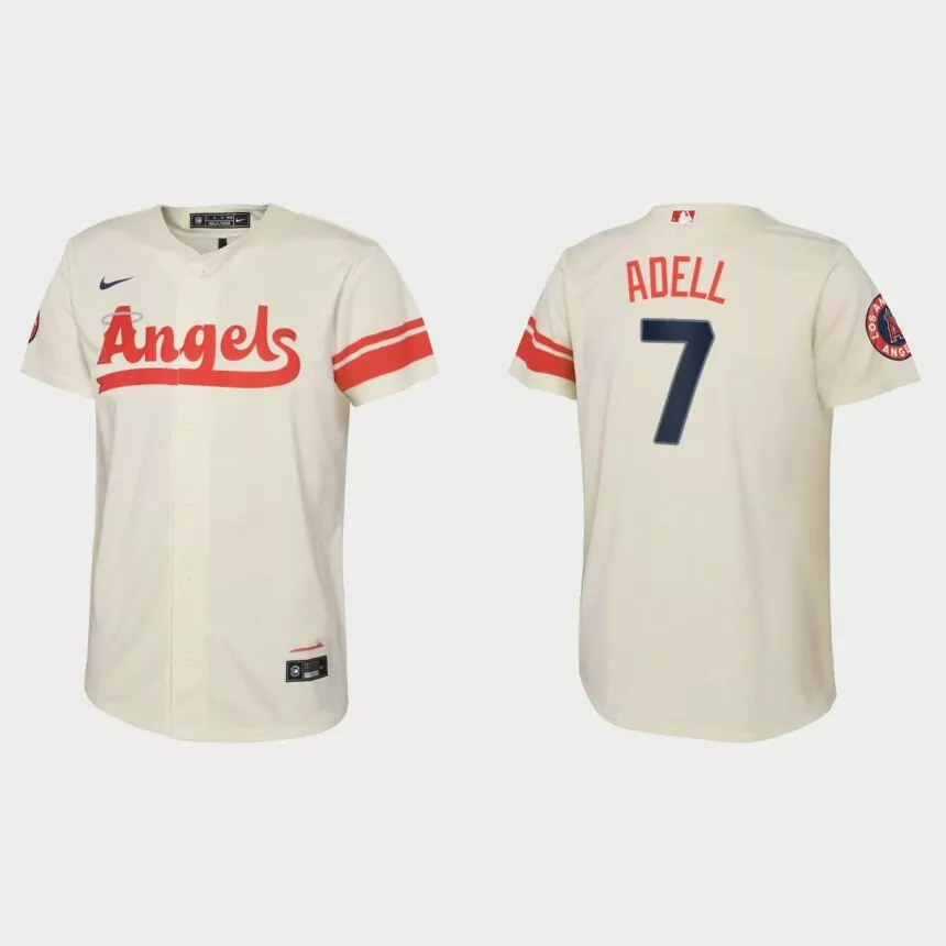 Youth Los Angeles Angels Jo Adell Cream 2022 City Connect Replica Jersey