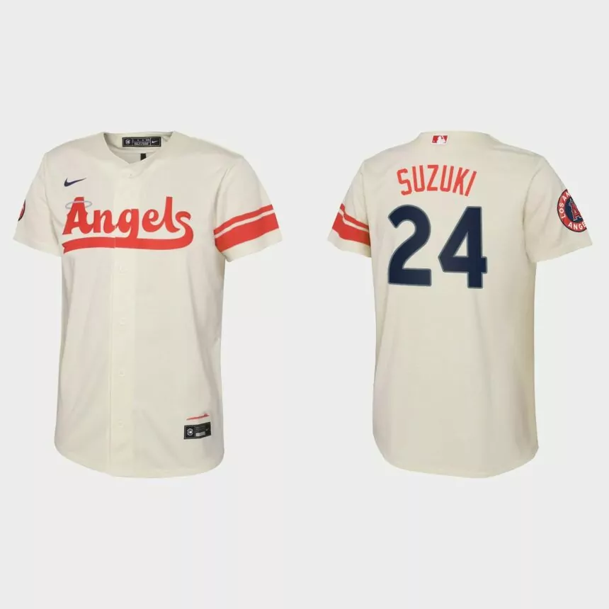 Youth Los Angeles Angels Kurt Suzuki Cream 2022 City Connect Replica Jersey