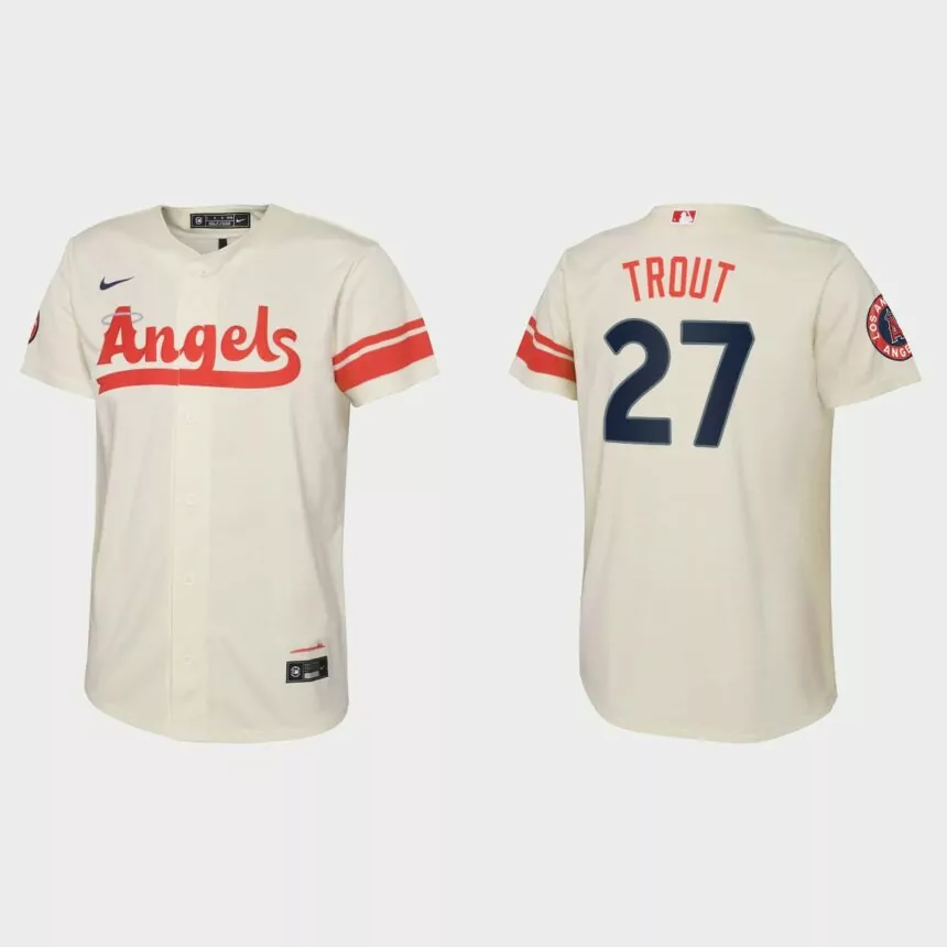 Youth Los Angeles Angels Mike Trout Cream 2022 City Connect Replica Jersey