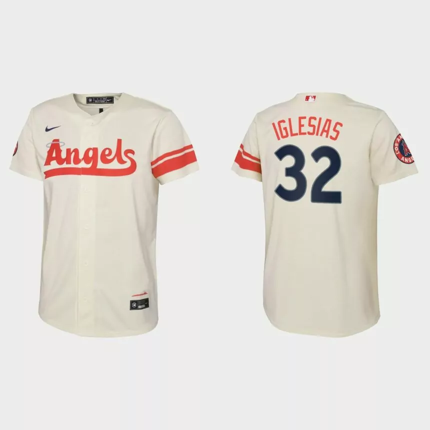 Youth Los Angeles Angels Raisel Iglesias Cream 2022 City Connect Replica Jersey