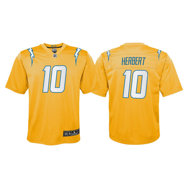 Youth Los Angeles Chargers #10 Justin Herbert Gold Inverted Game Jersey
