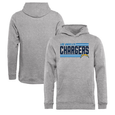 Youth Los Angeles Chargers NFL Pro Line By Fanatics Branded Ash Iconic Collection On Side Stripe Pullover Hoodie
