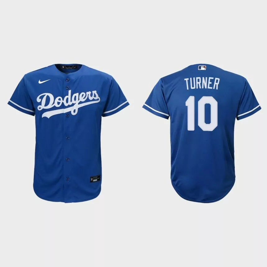 Youth Los Angeles Dodgers #10 Justin Turner Royal Replica Alternate Jersey