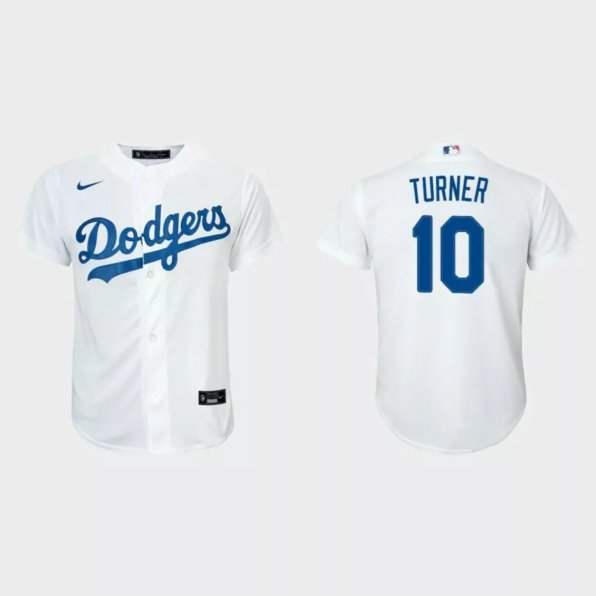 Youth Los Angeles Dodgers #10 Justin Turner White Replica Home Jersey