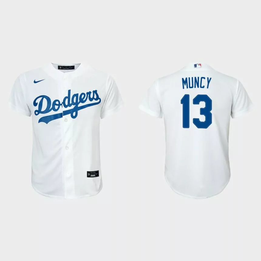 Youth Los Angeles Dodgers #13 Max Muncy White Replica Home Jersey