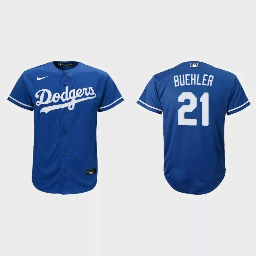 Youth Los Angeles Dodgers #21 Walker Buehler Royal Replica Alternate Jersey