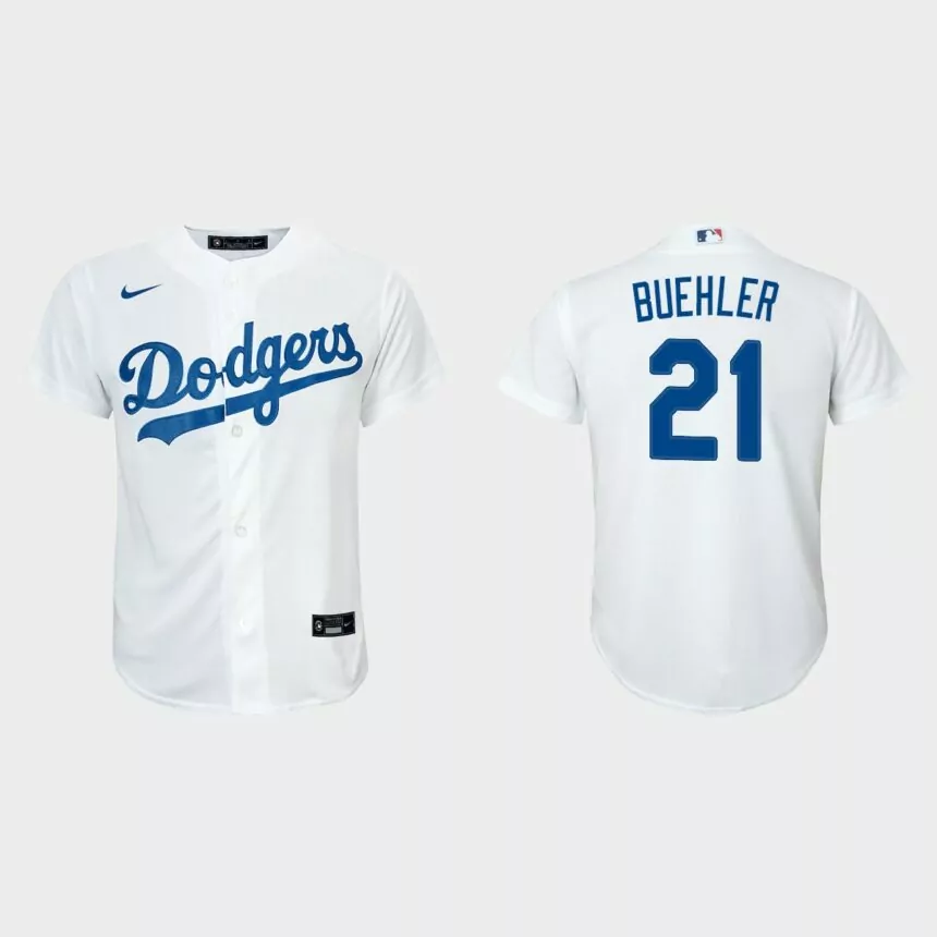 Youth Los Angeles Dodgers #21 Walker Buehler White Replica Home Jersey