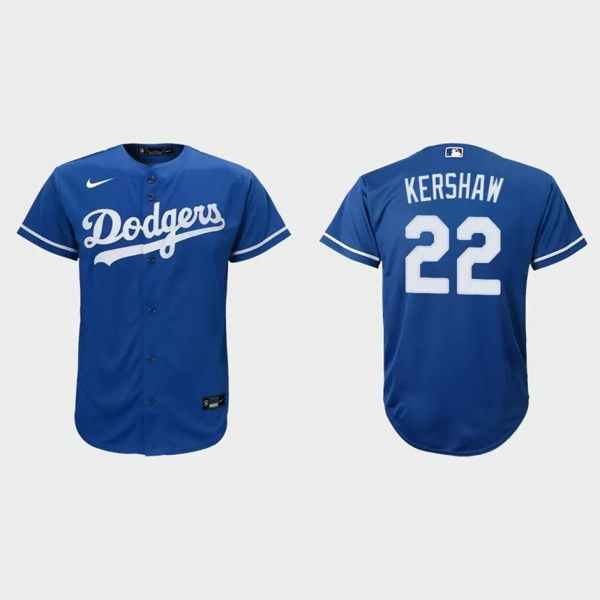 Youth Los Angeles Dodgers #22 Clayton Kershaw Royal Replica Alternate Jersey