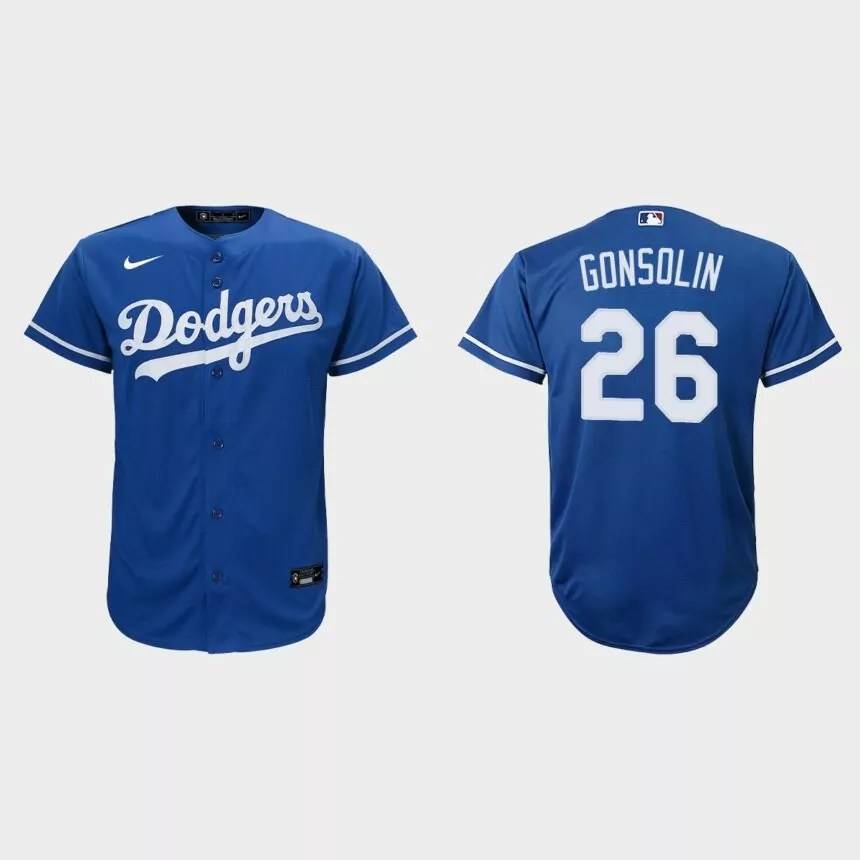 Youth Los Angeles Dodgers #26 Tony Gonsolin Royal Replica Alternate Jersey
