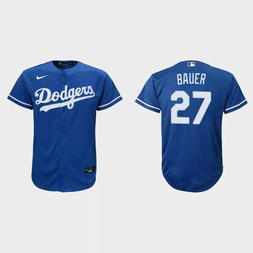 Youth Los Angeles Dodgers #27 Trevor Bauer Royal Replica Alternate Jersey
