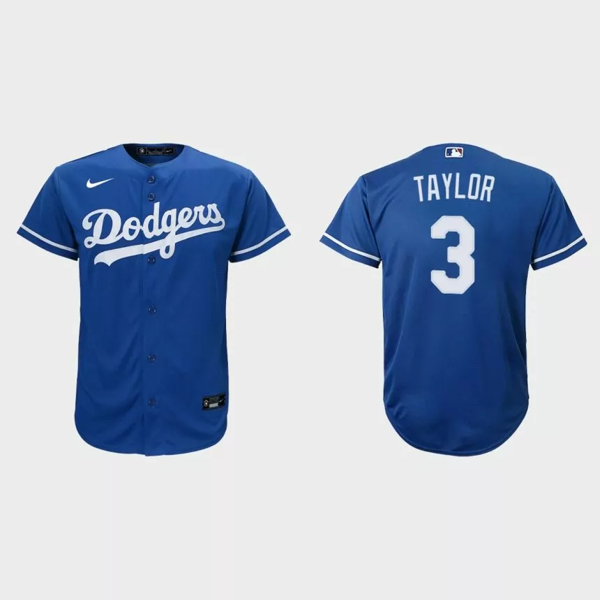 Youth Los Angeles Dodgers #3 Chris Taylor Royal Replica Alternate Jersey