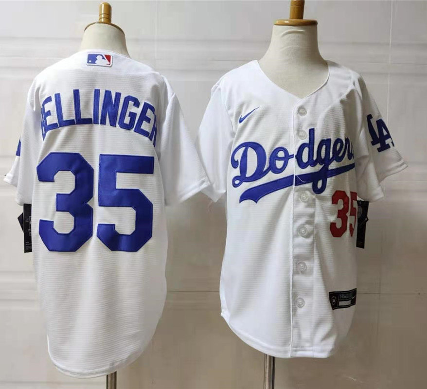 Youth Los Angeles Dodgers #35 Cody Bellinger Nike White Cool Base Baseball Jersey