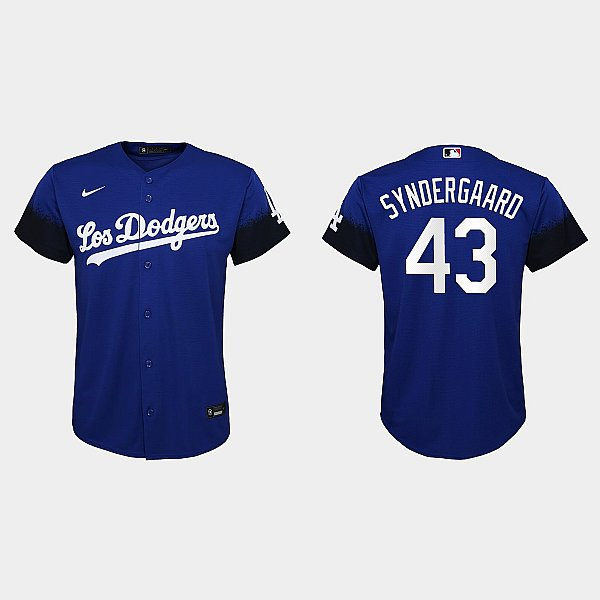 Youth Los Angeles Dodgers #43 Noah Syndergaard Nike Royal City Connect Jersey