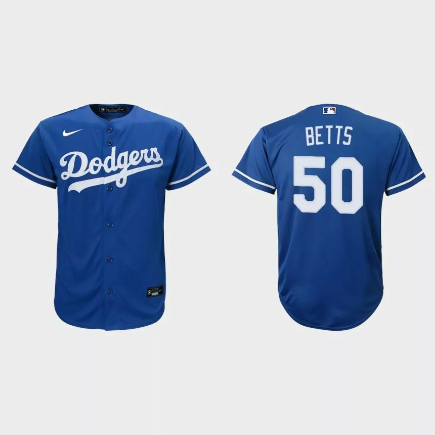 Youth Los Angeles Dodgers #50 Mookie Betts Royal Replica Alternate Jersey