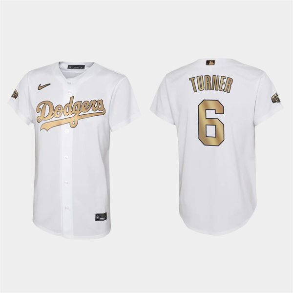 Youth Los Angeles Dodgers #6 Trea Turner White 2022 MLB All-Star Game Jersey