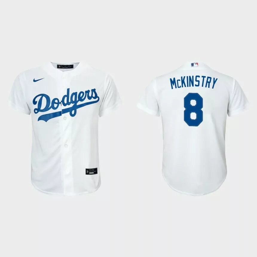 Youth Los Angeles Dodgers #8 Zach McKinstry White Replica Home Jersey