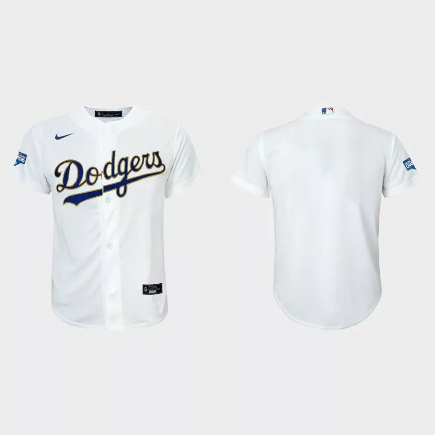 Youth Los Angeles Dodgers 2021 Gold Program White Gold Replica Jersey