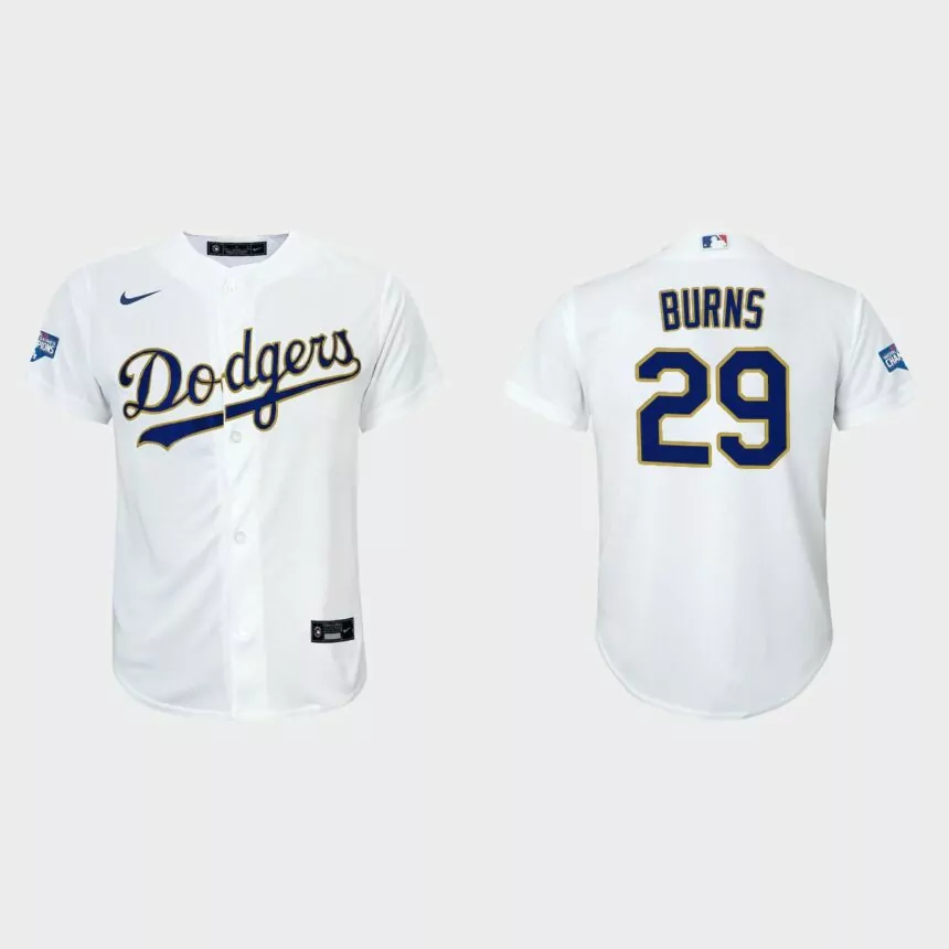 Youth Los Angeles Dodgers Andy Burns 2021 Gold Program White Gold Replica Jersey