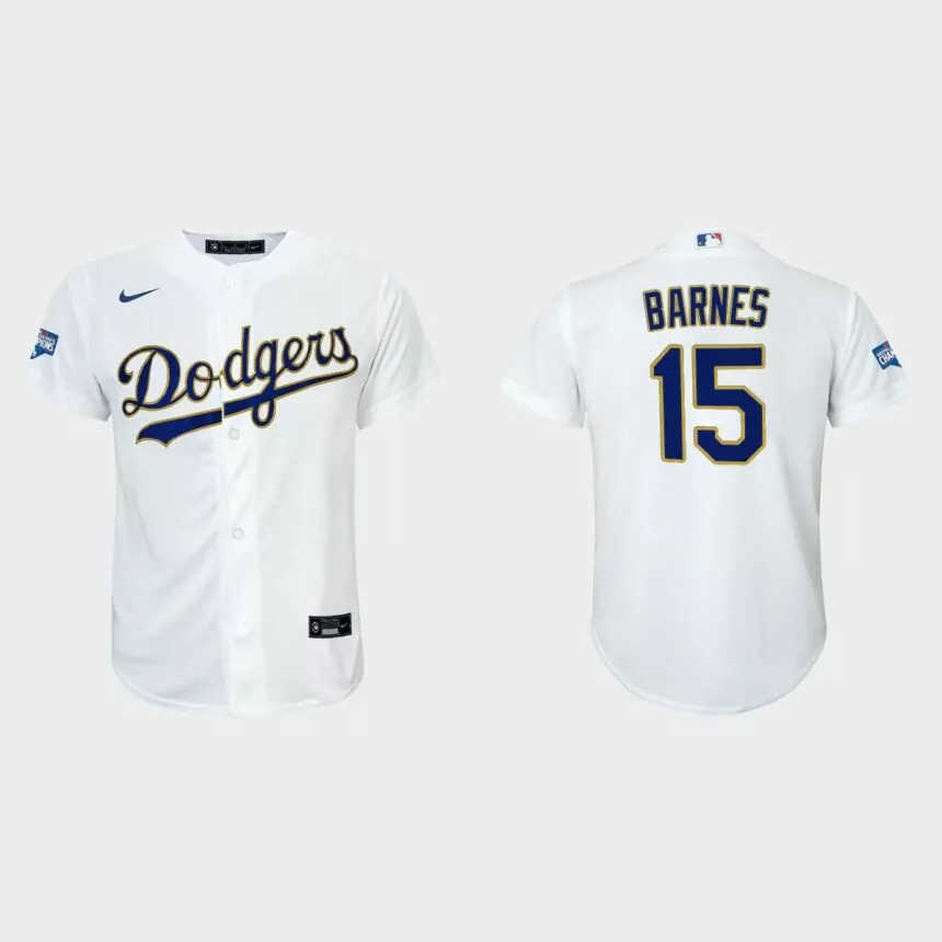 Youth Los Angeles Dodgers Austin Barnes 2021 Gold Program White Gold Replica Jersey
