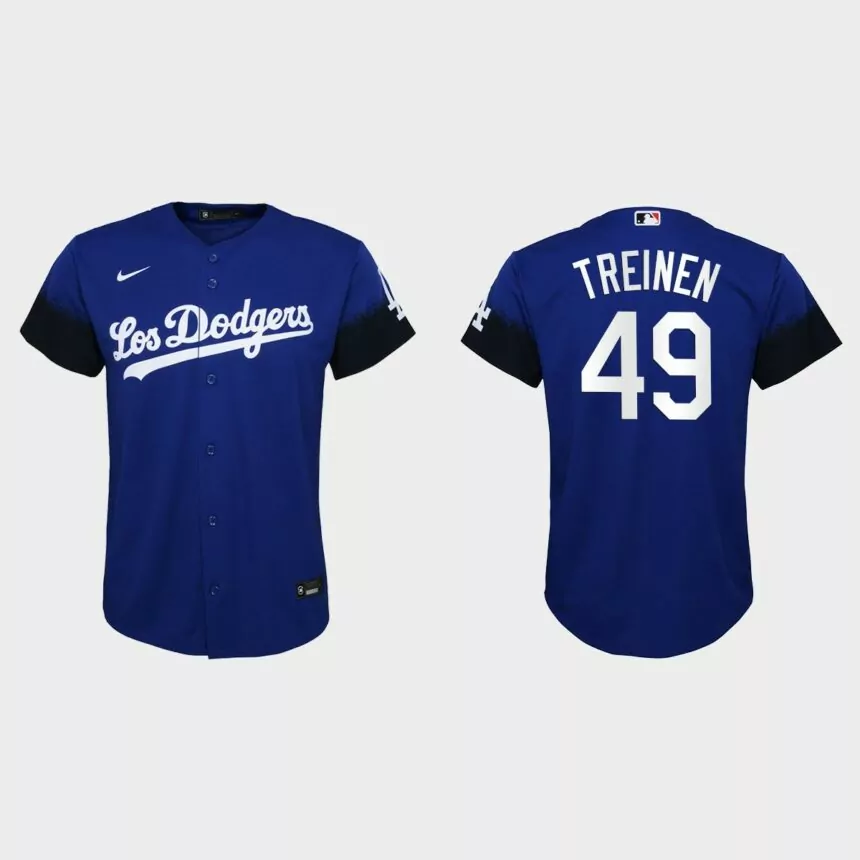 Youth Los Angeles Dodgers Blake Treinen Royal 2021 City Connect Replica Jersey