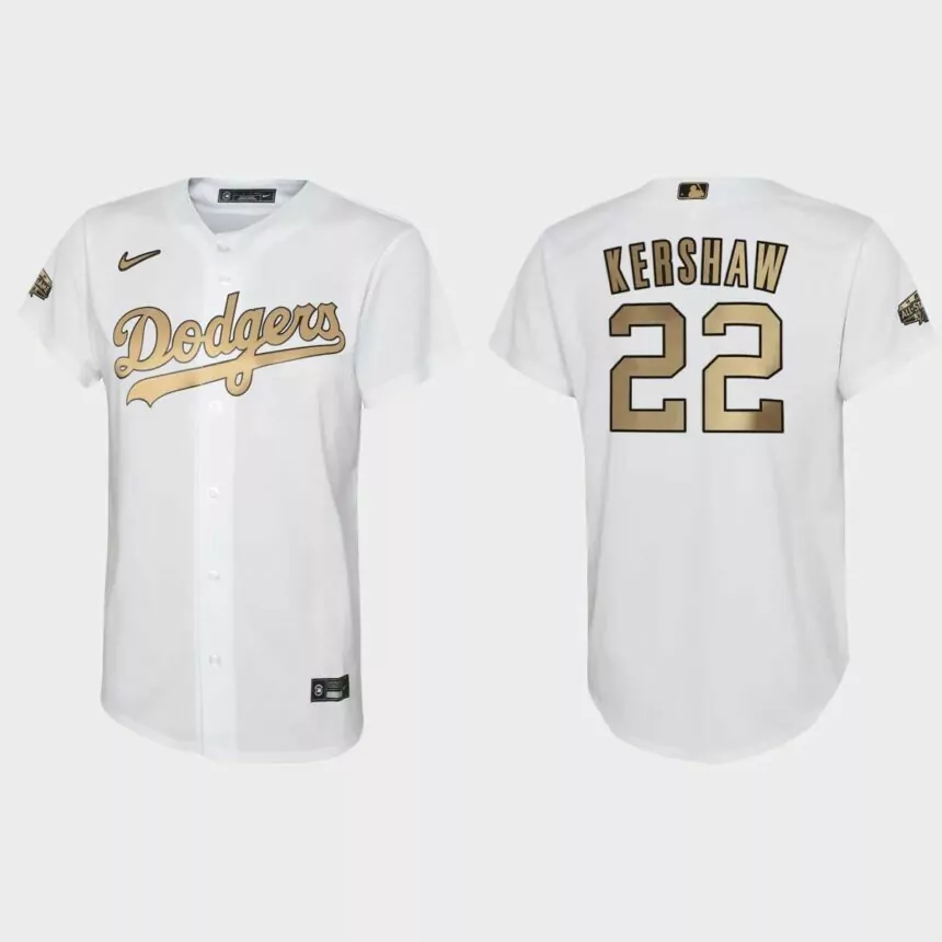 Youth Los Angeles Dodgers Clayton Kershaw White 2022 MLB All-Star Game Replica Jersey